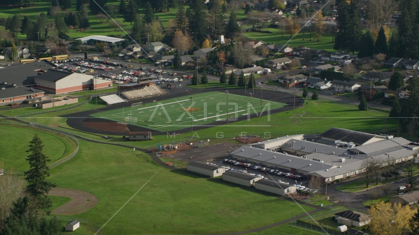 Gause Elementary and the Washougal High School football field in Washougal, Washington Aerial Stock Photos AX154_204.0000156F