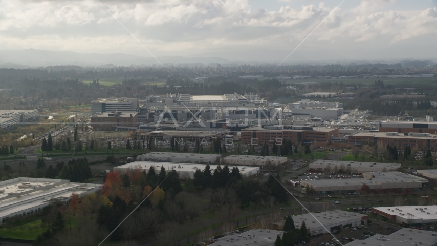 Intel Ronler Acres Campus semiconductor plant in Hillsboro, Oregon Aerial Stock Photo AX154_251.0000260F | Axiom Images