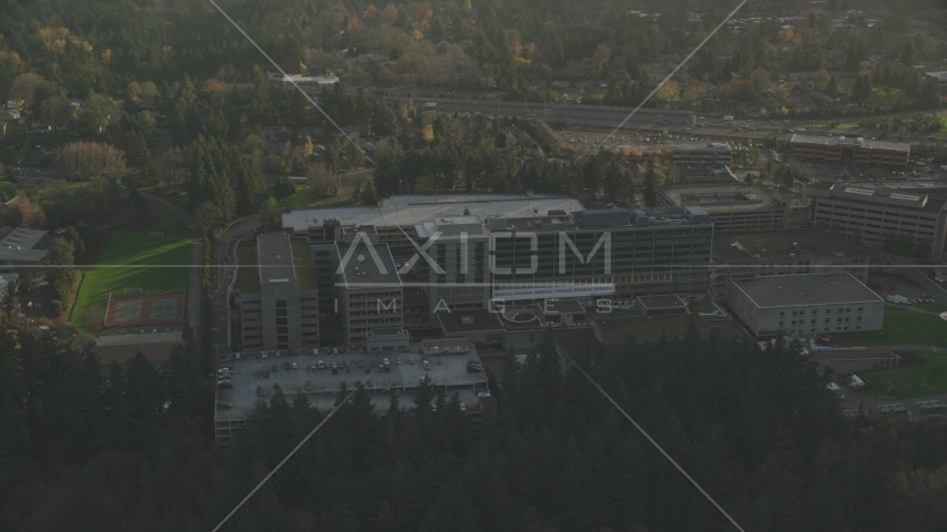Providence St Vincent Medical Center in Southwest Portland, Oregon Aerial Stock Photo AX155_122.0000000F | Axiom Images