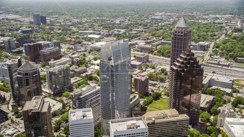 Midtown skyscrapers including the GLG Grand, Atlanta, Georgia Aerial Stock Photo AX36_015.0000221F | Axiom Images