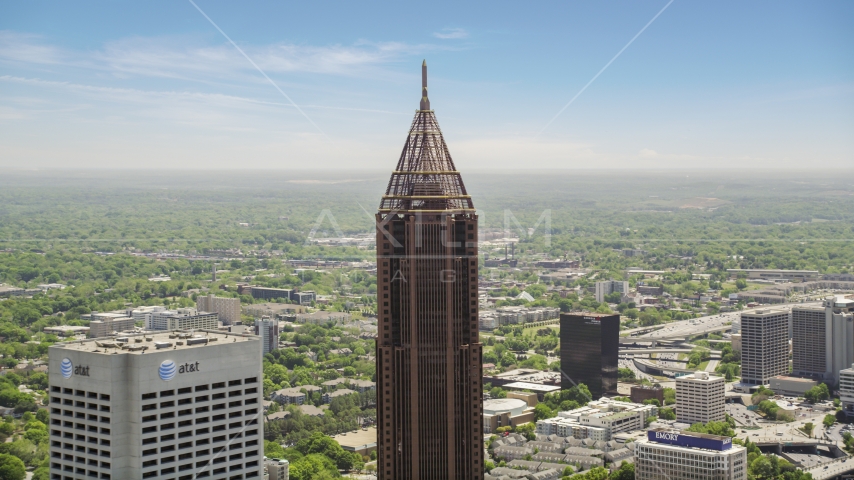 Top of Bank of America Plaza, AT&T building, Midtown Atlanta, Georgia Aerial Stock Photo AX36_020.0000045F | Axiom Images