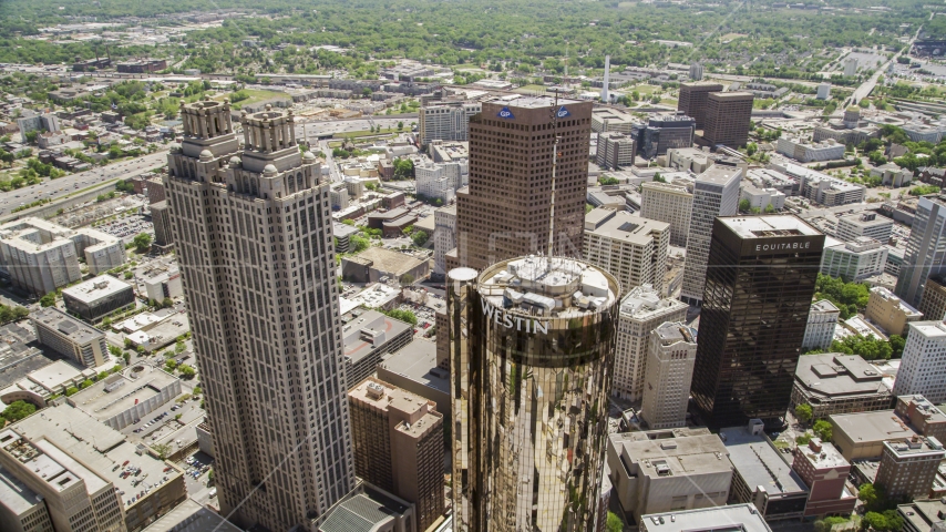 Tall skyscrapers in Downtown Atlanta, Georgia Aerial Stock Photo AX36_024.0000051F | Axiom Images