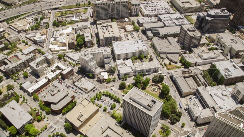 Office buildings around Hurt Park in Downtown Atlanta, Georgia Aerial Stock Photos AX36_025.0000074F