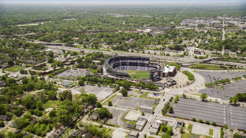 Turner Field and the surrounding community, Atlanta, Georgia Aerial Stock Photo AX36_028.0000110F | Axiom Images