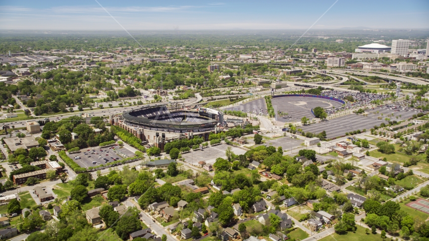A view of the Turner Field baseball stadium in Atlanta, Georgia Aerial Stock Photo AX36_030.0000086F | Axiom Images