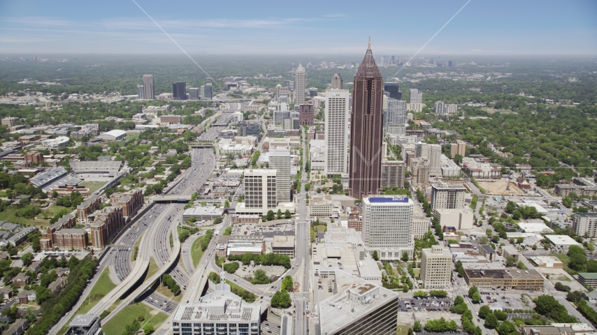 SunTrust Plaza, Bank of America Plaza, office buildings, Midtown Atlanta, Georgia Aerial Stock Photo AX36_040.0000257F | Axiom Images