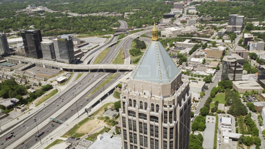 Close-up of One Atlantic Center near Downtown Connector, Atlanta, Georgia Aerial Stock Photo AX36_044.0000066F | Axiom Images