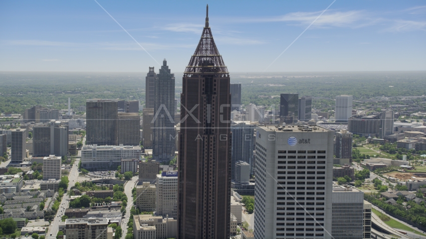 Bank of America Plaza near Midtown skyscrapers, Atlanta, Georgia Aerial Stock Photo AX36_091.0000098F | Axiom Images