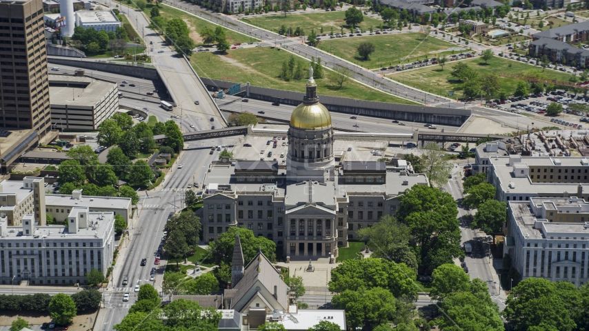 The Georgia State Capitol, Downtown Atlanta, Georgia Aerial Stock Photo AX36_096.0000246F | Axiom Images