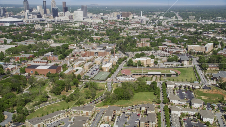 Sports field and private college, Morehouse College, Georgia Aerial Stock Photo AX37_008.0000134F | Axiom Images
