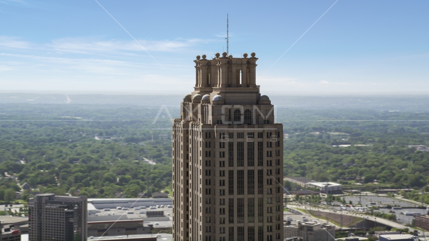 The top of 191 Peachtree Tower, Downtown Atlanta, Georgia Aerial Stock Photo AX37_015.0000106F | Axiom Images