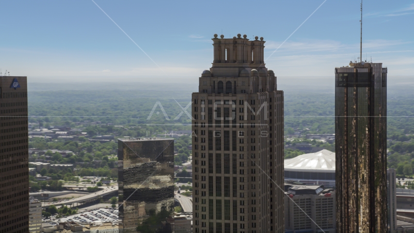 Top of 191 Peachtree Tower, Downtown Atlanta, Georgia Aerial Stock Photos AX37_015.0000302F