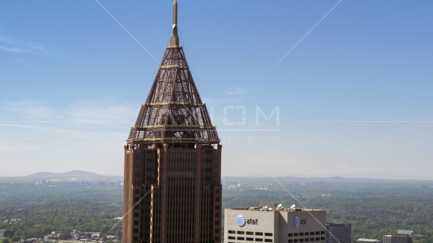 Top of the Bank of America Plaza, Midtown Atlanta Aerial Stock Photo AX37_016.0000240F | Axiom Images