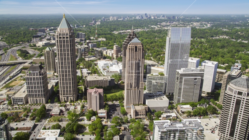 Wide shot of Midtown Atlanta skyscrapers; Georgia Aerial Stock Photo AX37_020.0000168F | Axiom Images