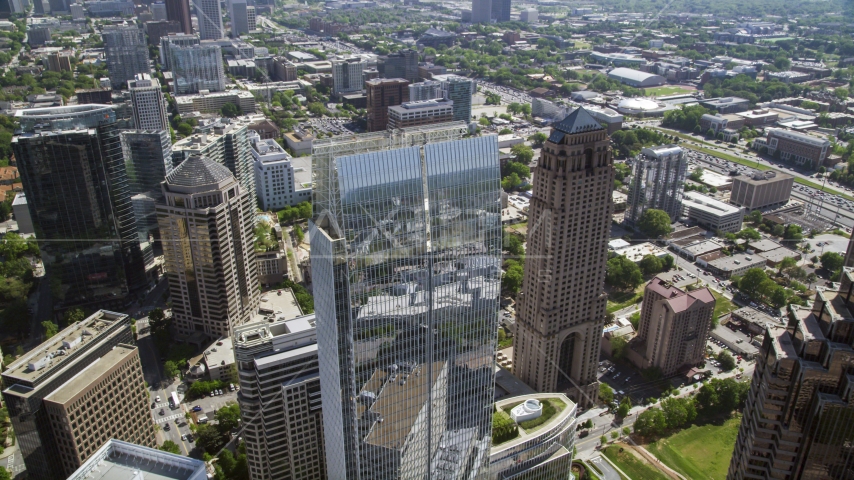 Looking down on 1180 Peachtree skyscraper, Midtown Atlanta Aerial Stock Photo AX37_025.0000168F | Axiom Images