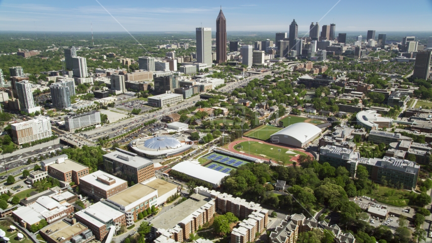 Georgia Institute of Technology and Midtown Atlanta skyscrapers, Georgia Aerial Stock Photo AX37_034.0000215F | Axiom Images