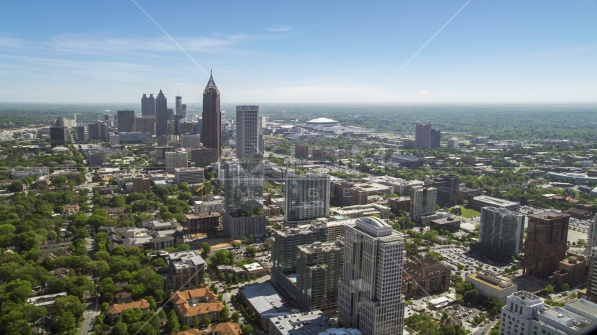 Midtown Atlanta skyscrapers with Downtown in the distance, Atlanta Georgia Aerial Stock Photos AX37_037.0000120F
