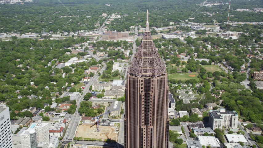 Top half of the Bank of America Plaza, Midtown Atlanta, Georgia Aerial Stock Photo AX37_044.0000000F | Axiom Images