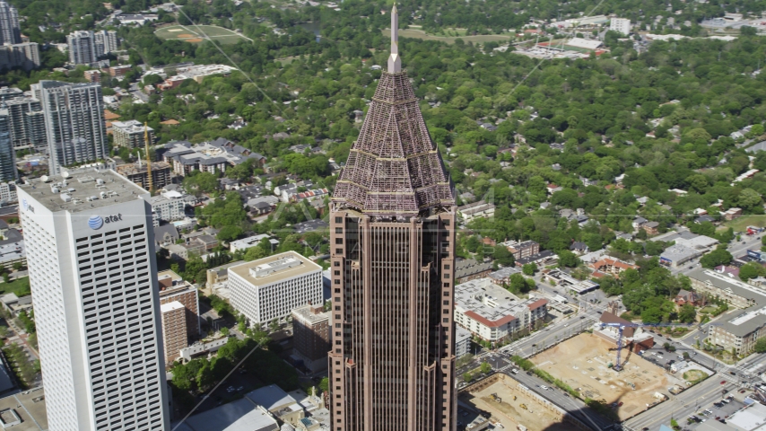 Top of Bank of America Plaza and AT&T Midtown Center, Atlanta, Georgia Aerial Stock Photo AX37_044.0000217F | Axiom Images