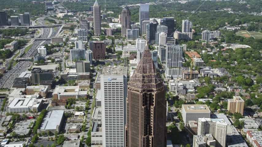 Bank of America Plaza near Georgia Tech campus, Atlanta, Georgia Aerial Stock Photo AX37_045.0000034F | Axiom Images