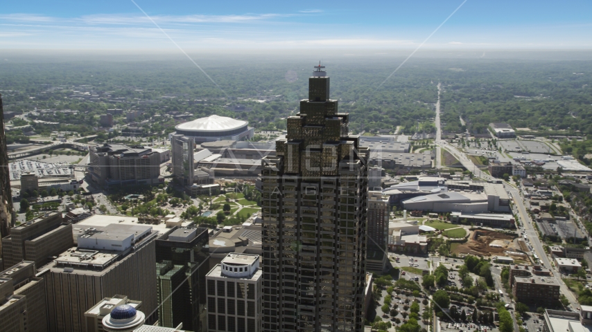 Top of SunTrust Plaza, Georgia Dome, Downtown Atlanta, Georgia Aerial Stock Photo AX37_051.0000446F | Axiom Images