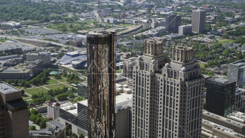 191 Peachtree Tower near Westin Peachtree Plaza, Downtown Atlanta Aerial Stock Photo AX37_054.0000372F | Axiom Images