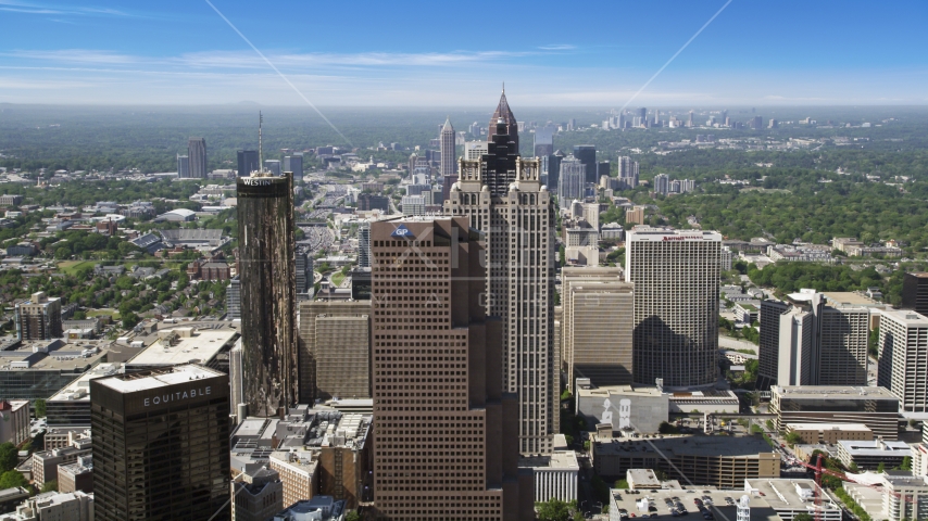 Downtown hotels and skyscrapers, Atlanta, Georgia Aerial Stock Photos AX37_065.0000221F