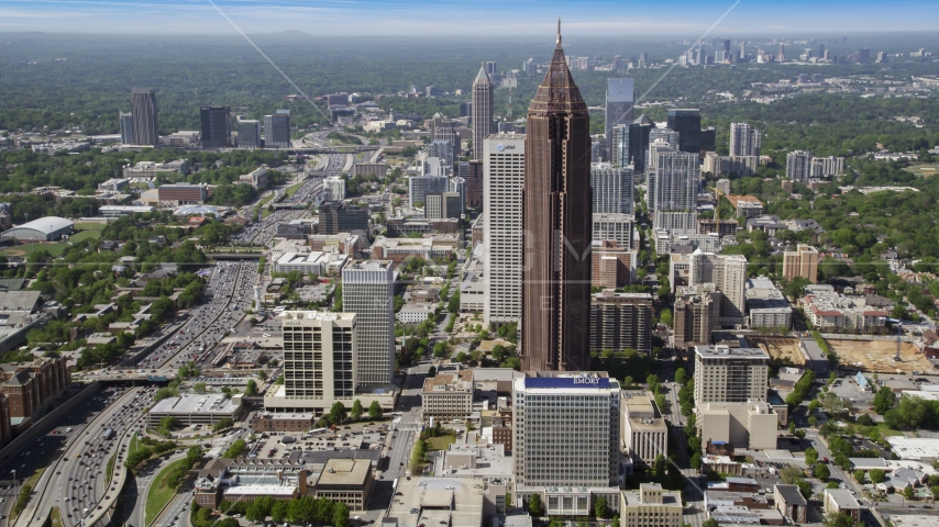 Midtown Atlanta skyscrapers on a hazy day, Georgia Aerial Stock Photo AX37_067.0000294F | Axiom Images