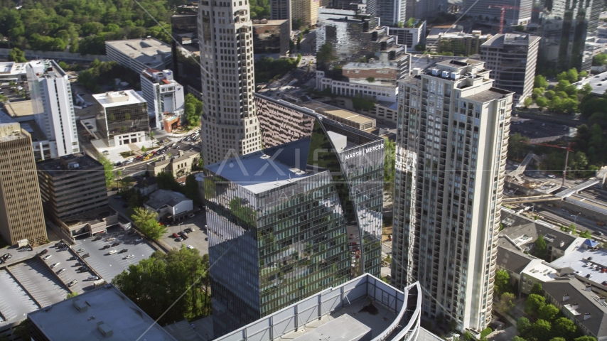 Skyscrapers, Marsh Mercer building, Buckhead, Georgia Aerial Stock Photo AX38_018.0000184F | Axiom Images