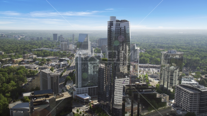 3344 Peachtree skyscraper and Terminus Atlanta, Buckhead, Georgia Aerial Stock Photo AX38_026.0000050F | Axiom Images