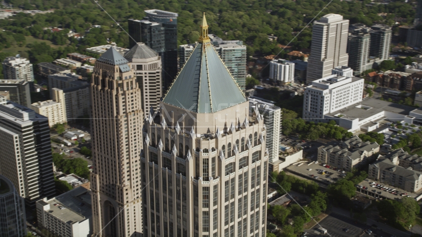 Close-up of the top of One Atlantic Center, Midtown Atlanta, Georgia Aerial Stock Photo AX38_063.0000054F | Axiom Images
