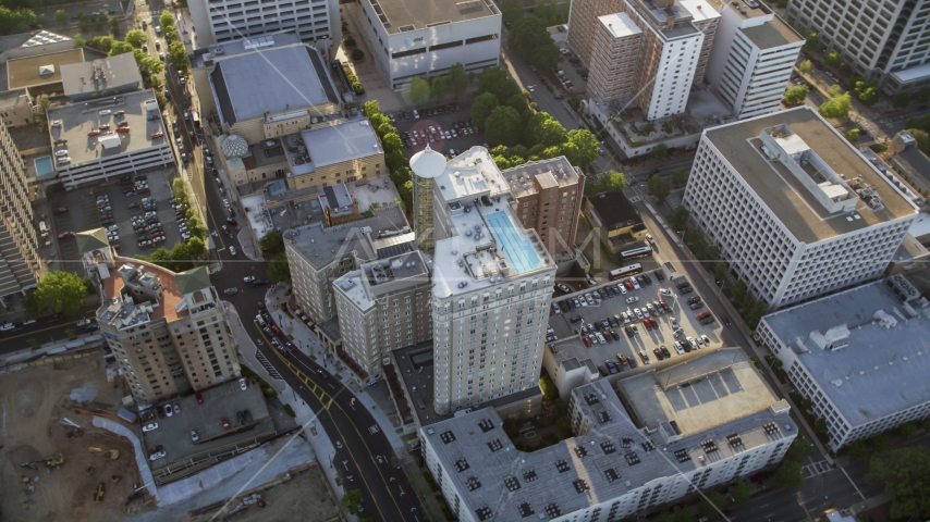 Bird's eye view of the Georgian Terrace Hotel, Midtown Atlanta Aerial Stock Photo AX39_021.0000048F | Axiom Images