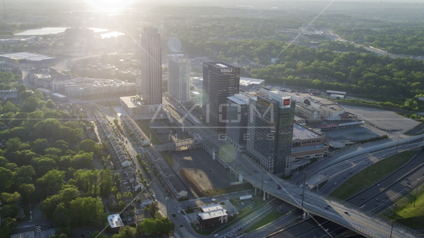 Office buildings and The Atlantic apartments, Midtown Atlanta, Georgia Aerial Stock Photo AX39_024.0000091F | Axiom Images