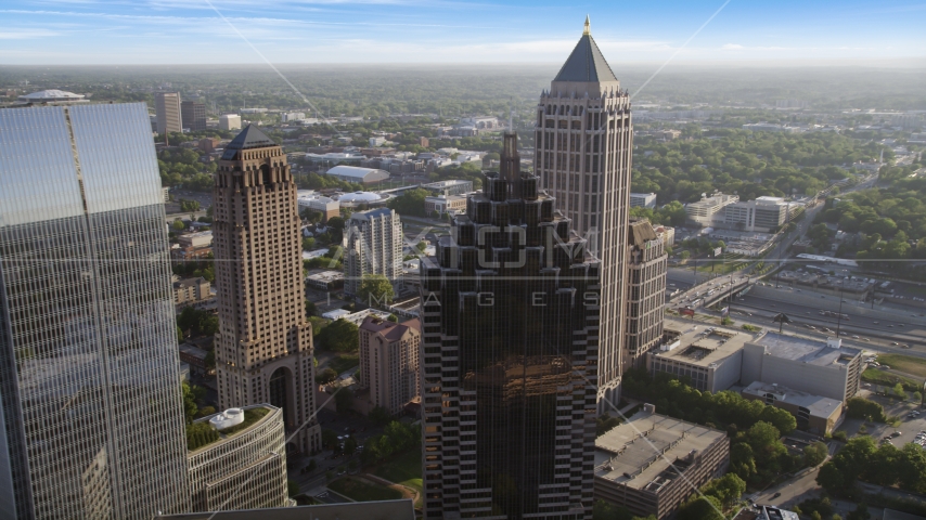 Promenade II near cluster of skyscrapers, Midtown Atlanta, Georgia Aerial Stock Photo AX39_025.0000123F | Axiom Images