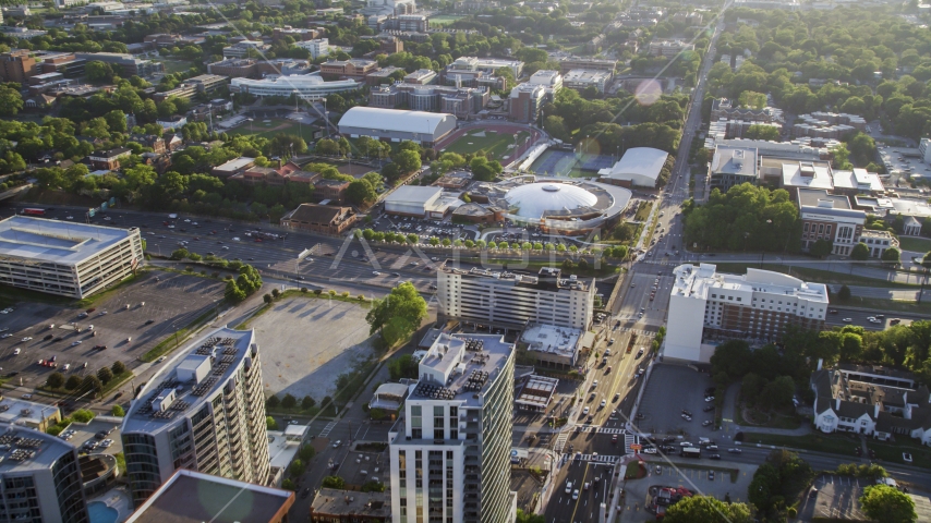 Alexander Memorial Coliseum, high-rises, Atlanta, Georgia Aerial Stock Photo AX39_026.0000276F | Axiom Images