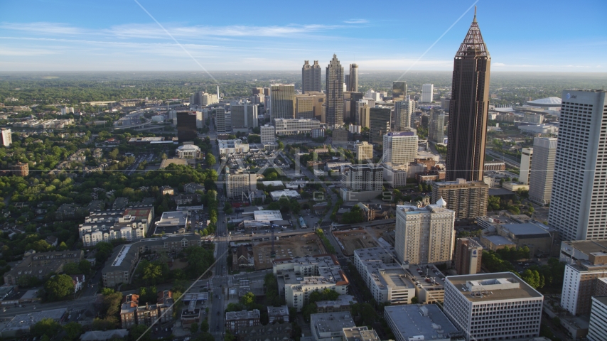 Downtown Atlanta towers seen from near Bank of America Plaza, Georgia Aerial Stock Photos AX39_035.0000276F