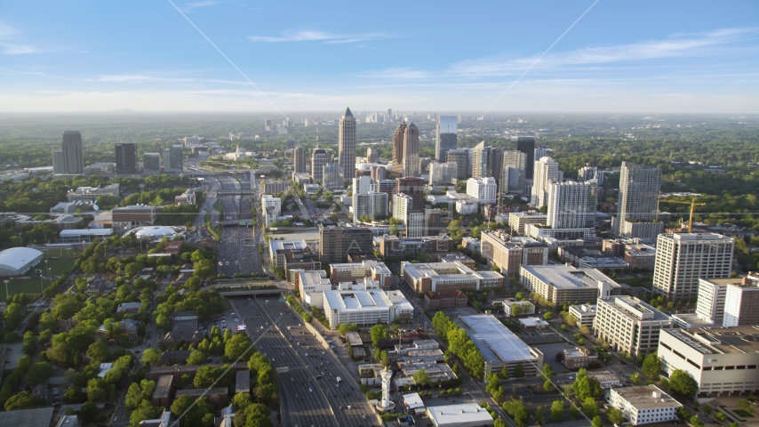 Downtown Connector near One Atlantic Center, Midtown Atlanta, Georgia Aerial Stock Photo AX39_050.0000135F | Axiom Images