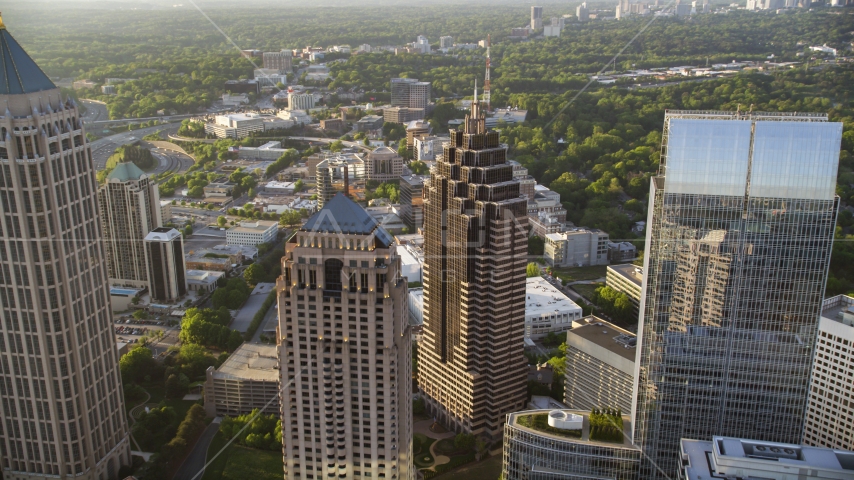 Close up of GLG Grand and Promenade II, Midtown Atlanta Aerial Stock Photo AX39_053.0000133F | Axiom Images