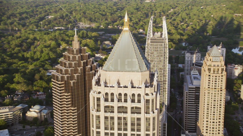 The top of One Atlantic Center, Midtown Atlanta, Georgia Aerial Stock Photo AX39_059.0000232F | Axiom Images