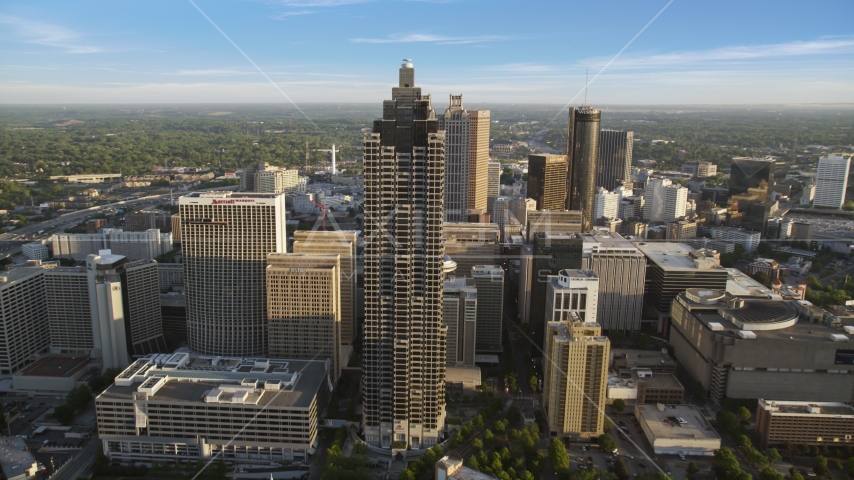 SunTrust Plaza and Downtown Atlanta skyscrapers, Georgia Aerial Stock Photo AX39_065.0000015F | Axiom Images