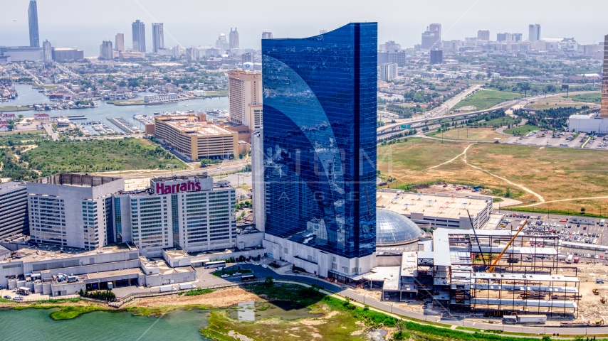 The Harrah's Resort Atlantic City casino, New Jersey Aerial Stock Photo AXP071_000_0013F | Axiom Images