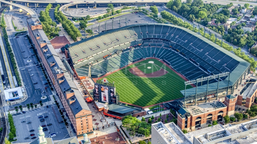 Oriole Park at Camden Yards, Downtown Baltimore, Maryland Aerial Stock Photo AXP073_000_0019F | Axiom Images