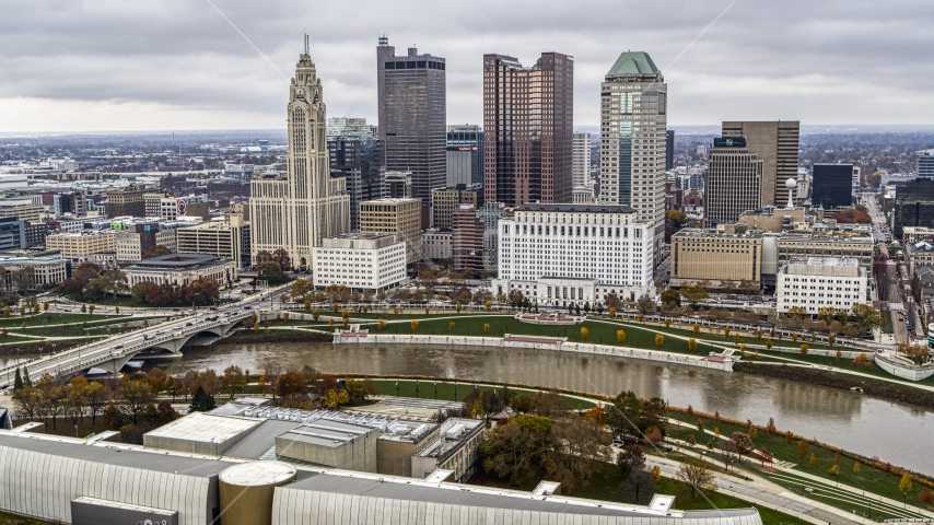 The Citys Skyline Across The Scioto River Downtown Columbus Ohio