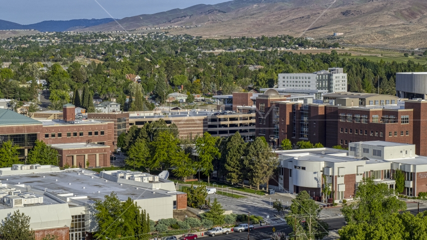 Campus buildings at the University of Nevada in Reno, Nevada Aerial Stock Photo DXP001_006_0005 ...