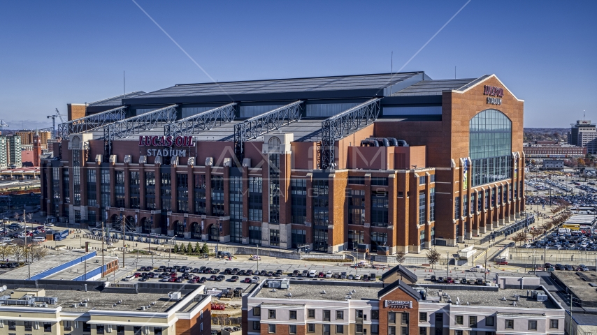 A football stadium in Indianapolis, Indiana Aerial Stock Photos DXP001_089_0003