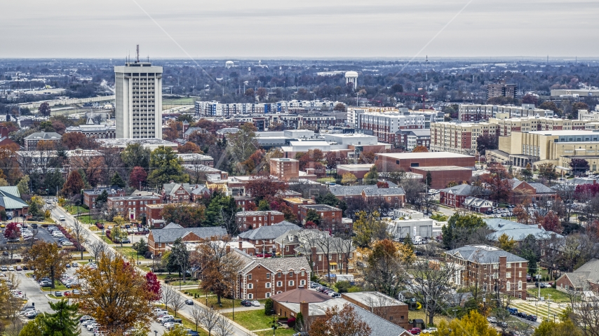 A view of buildings at the University of Kentucky campus, Lexington, Kentucky Aerial Stock Photo DXP001_100_0014 | Axiom Images