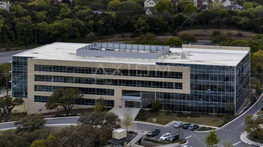A modern office building in Austin, Texas Aerial Stock Photo DXP002_104_0009 | Axiom Images