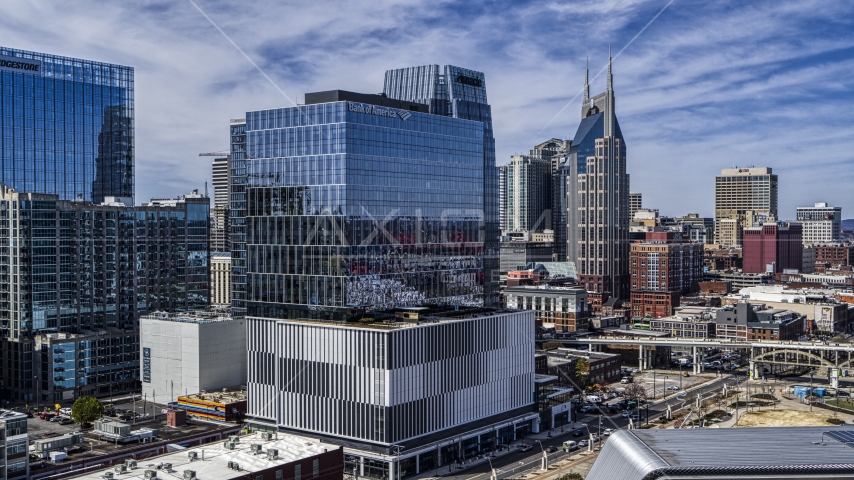 222 2nd Avenue office high-rise in Downtown Nashville, Tennessee Aerial Stock Photo DXP002_116_0001 | Axiom Images
