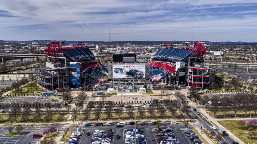 A view of Nissan Stadium in Nashville, Tennessee Aerial Stock Photo DXP002_117_0002 | Axiom Images