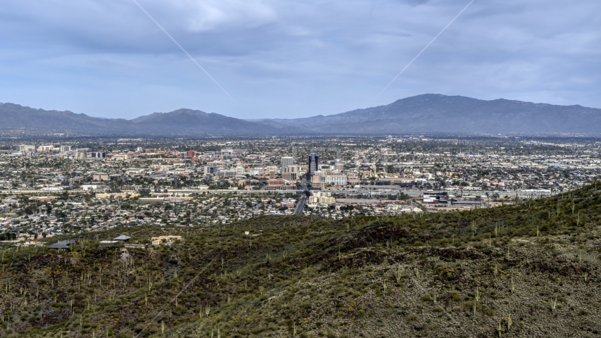 A view of the city of Tucson seen from Sentinel Peak, Arizona Aerial Stock Photo DXP002_145_0003 | Axiom Images